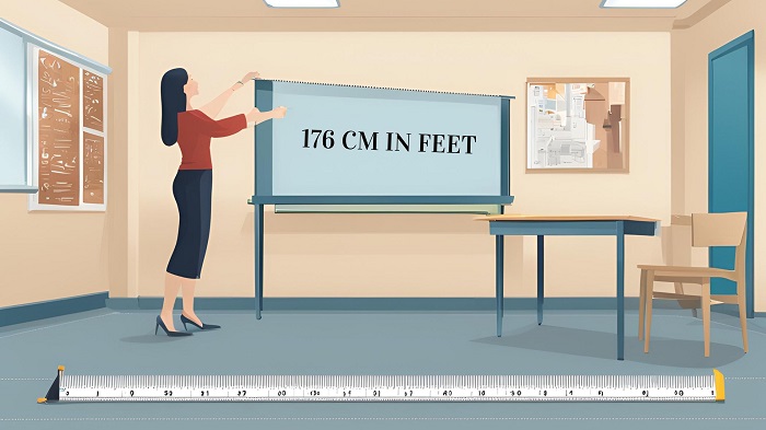 176 cm in feet